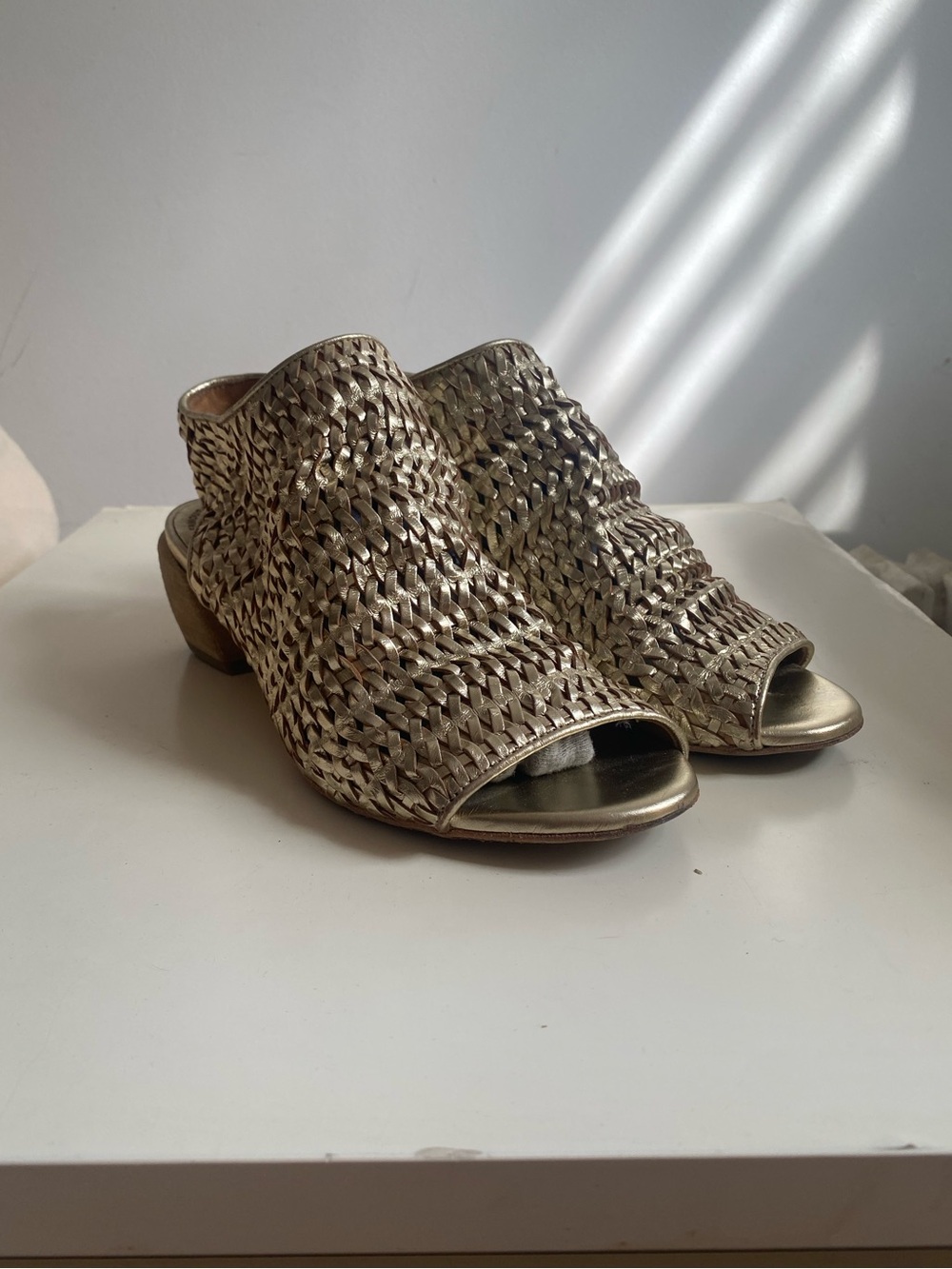 Officine Creative Woven Metallic Open-Toe Mule Size 36(6)